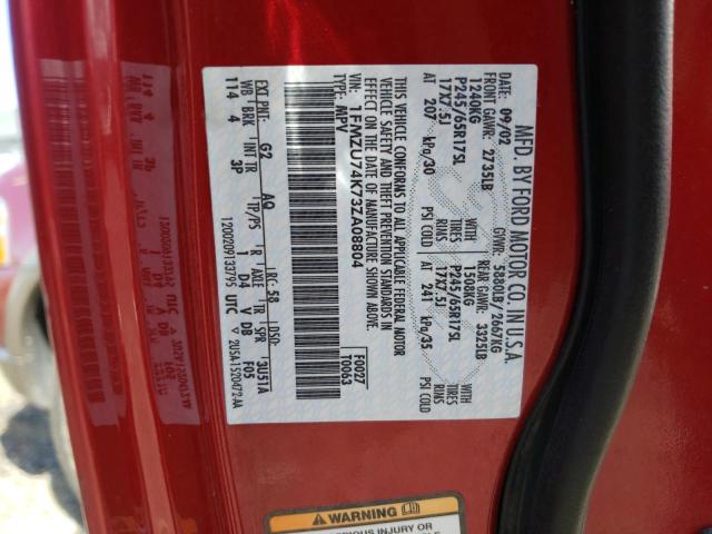 Photo 10 from auction – 2003 FORD EXPLORER E with VIN 1FMZU74K73ZA08804