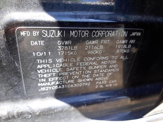 Zdjęcie 10 z aukcji – 2012 SUZUKI SX4 LE z VIN JS2YC5A31C6302792