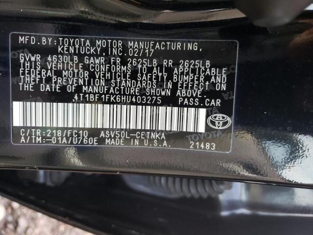 Photo 10 from auction – 2017 TOYOTA CAMRY LE with VIN 4T1BF1FK6HU403275