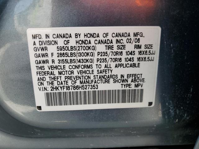 Photo 10 from auction – 2006 HONDA PILOT EX with VIN 2HKYF18786H527353