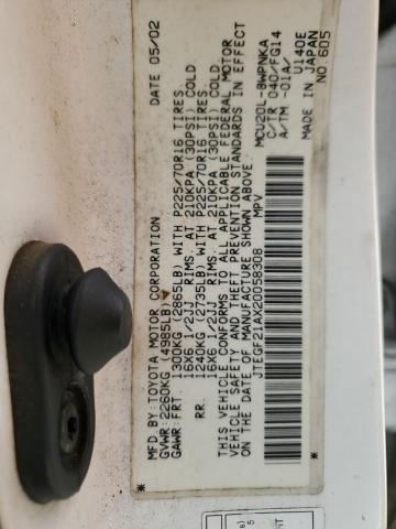 Photo 10 from auction – 2002 TOYOTA HIGHLANDER with VIN JTEGF21AX20058308