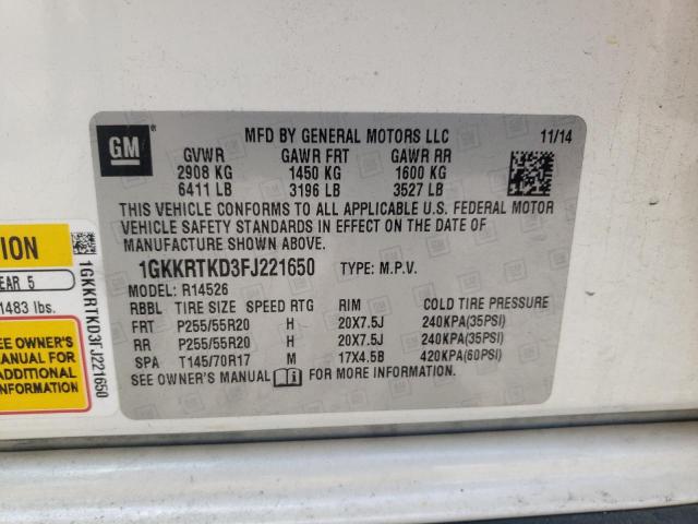 Photo 10 from auction – 2015 GMC ACADIA DEN with VIN 1GKKRTKD3FJ221650