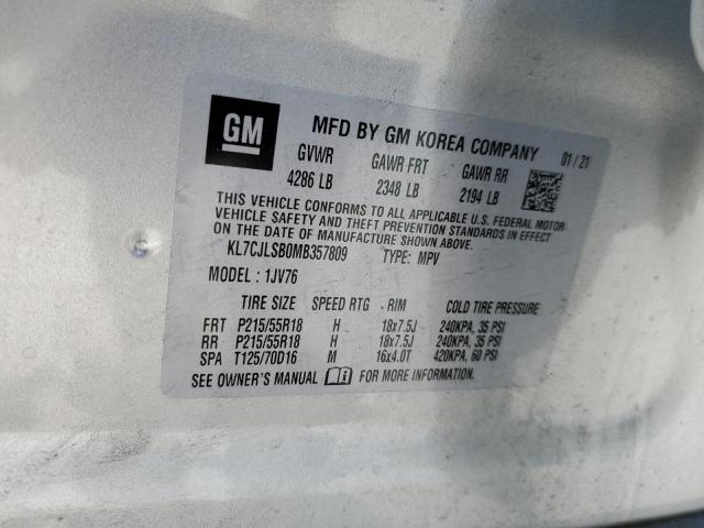 Photo 10 from auction – 2021 CHEVROLET TRAX 1LT with VIN KL7CJLSB0MB357809