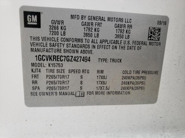 Photo 10 from auction – 2016 CHEVROLET SILVERADO with VIN 1GCVKREC7GZ427494