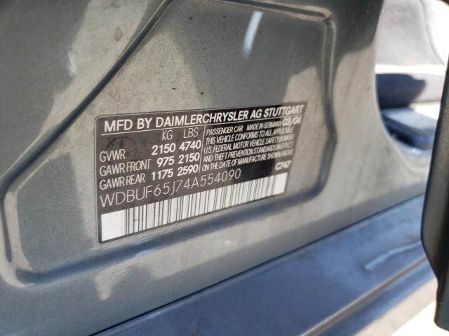 Photo 10 from auction – 2004 MERCEDES-BENZ E 320 with VIN WDBUF65J74A554090