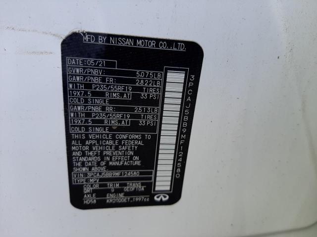 Photo 10 from auction – 2021 INFINITI QX50 LUXE with VIN 3PCAJ5BB9MF124580