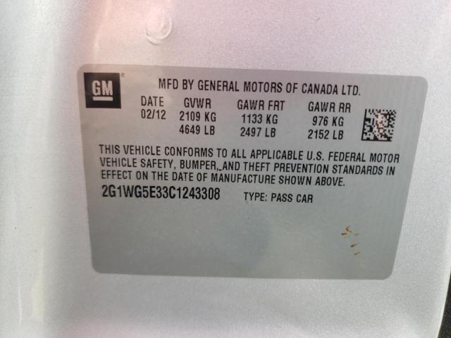 Photo 10 from auction – 2012 CHEVROLET IMPALA LT with VIN 2G1WG5E33C1243308