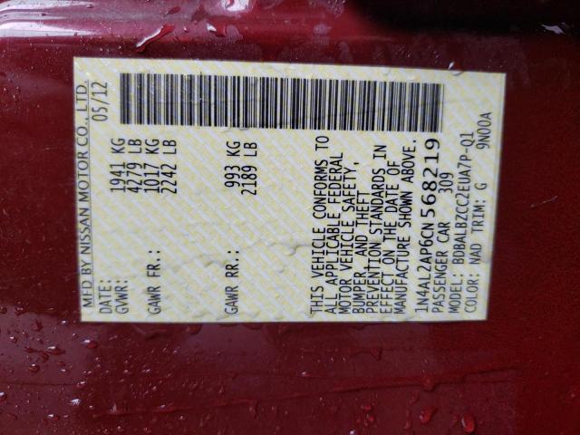 Photo 10 from auction – 2012 NISSAN ALTIMA BAS with VIN 1N4AL2AP6CN568219