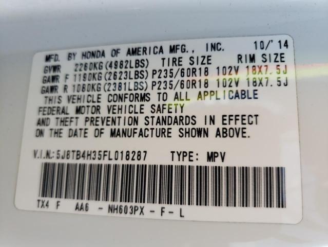 Photo 10 from auction – 2015 ACURA RDX with VIN 5J8TB4H35FL018287