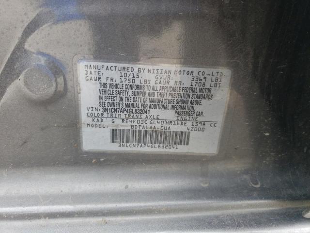 Photo 10 from auction – 2016 NISSAN VERSA S with VIN 3N1CN7AP4GL832041