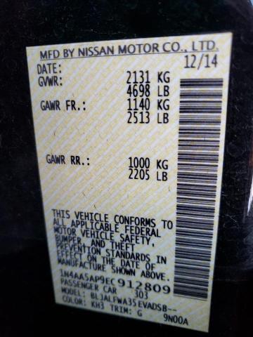 Photo 10 from auction – 2014 NISSAN MAXIMA S with VIN 1N4AA5AP9EC912809
