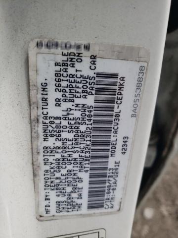 Photo 10 from auction – 2003 TOYOTA CAMRY LE with VIN 4T1BE32K13U214045