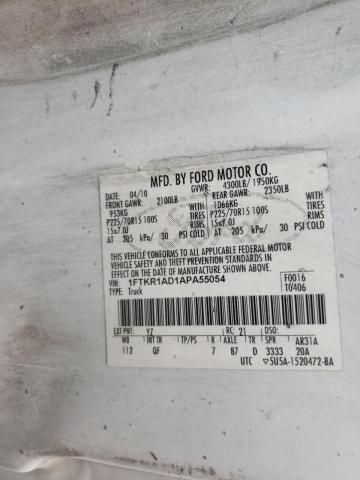 Photo 10 from auction – 2010 FORD RANGER with VIN 1FTKR1AD1APA55054