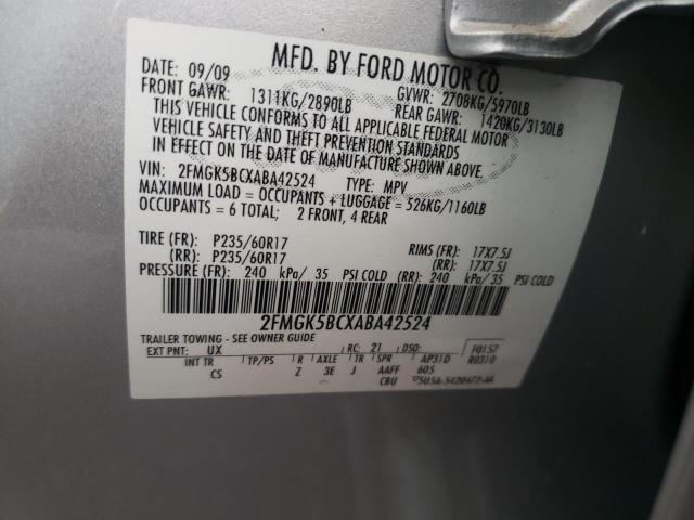 Photo 10 from auction – 2010 FORD FLEX SE with VIN 2FMGK5BCXABA42524