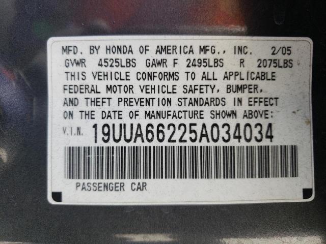 Photo 10 from auction – 2005 ACURA TL with VIN 19UUA66225A034034