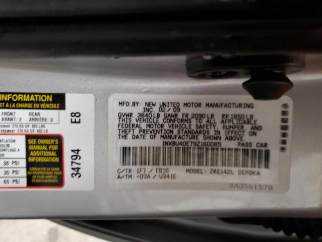Photo 10 from auction – 2009 TOYOTA COROLLA BA with VIN 1NXBU40E79Z160085
