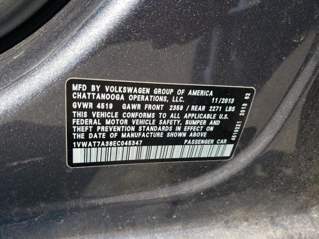 Photo 10 from auction – 2014 VOLKSWAGEN PASSAT S with VIN 1VWAT7A38EC045347