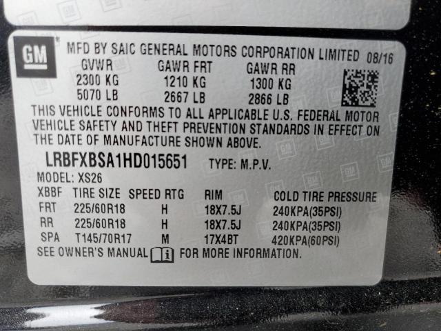 Photo 10 from auction – 2017 BUICK ENVISION E with VIN LRBFXBSA1HD015651