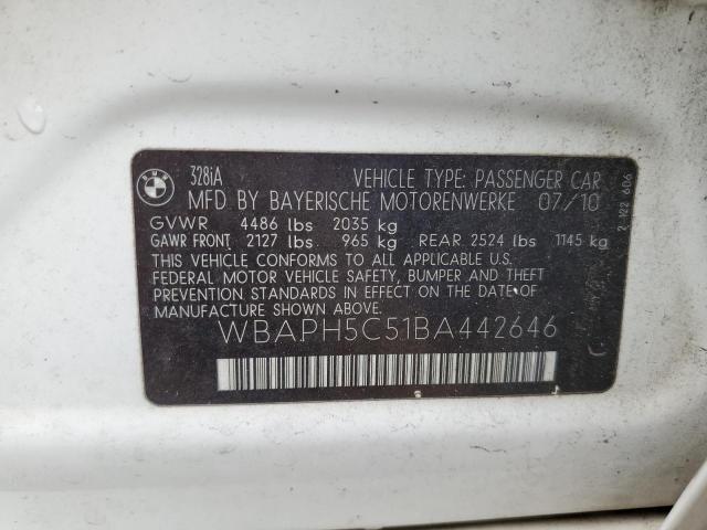 Photo 10 from auction – 2011 BMW 328 I SULE with VIN WBAPH5C51BA442646