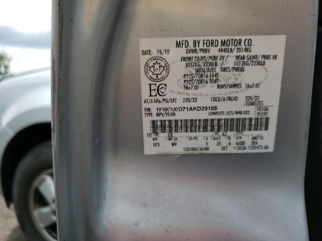 Photo 10 from auction – 2010 FORD ESCAPE XLT with VIN 1FMCU0D71AKD29185