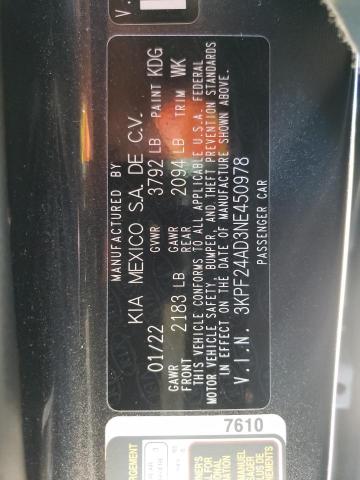 Photo 10 from auction – 2022 KIA FORTE FE with VIN 3KPF24AD3NE450978