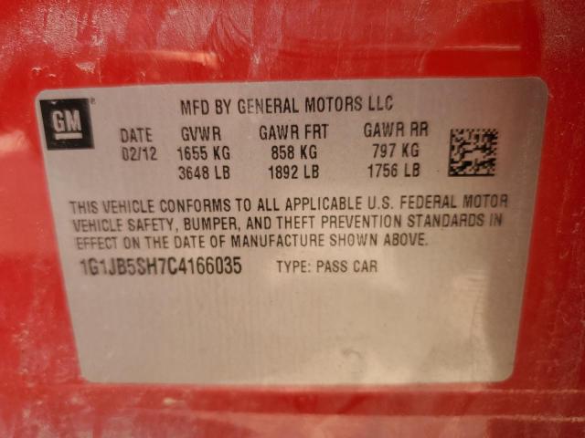 Photo 10 from auction – 2012 CHEVROLET SONIC LS with VIN 1G1JB5SH7C4166035