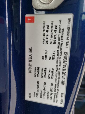 Photo 10 from auction – 2018 TESLA MODEL 3 with VIN 5YJ3E1EA8JF038553