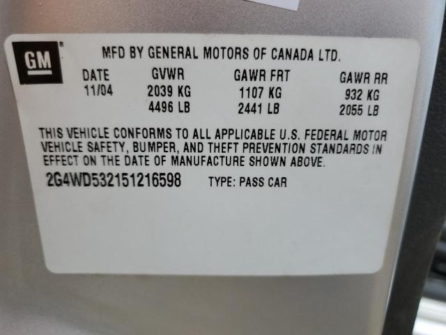 Photo 10 from auction – 2005 BUICK LACROSSE C with VIN 2G4WD532151216598