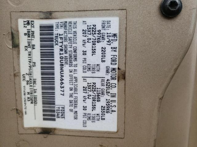 Photo 10 from auction – 1998 FORD RANGER with VIN 1FTYR10U8WUA66377
