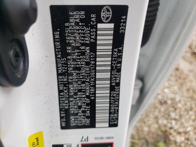 Photo 10 from auction – 2016 TOYOTA CAMRY LE with VIN 4T1BF1FK3GU178117