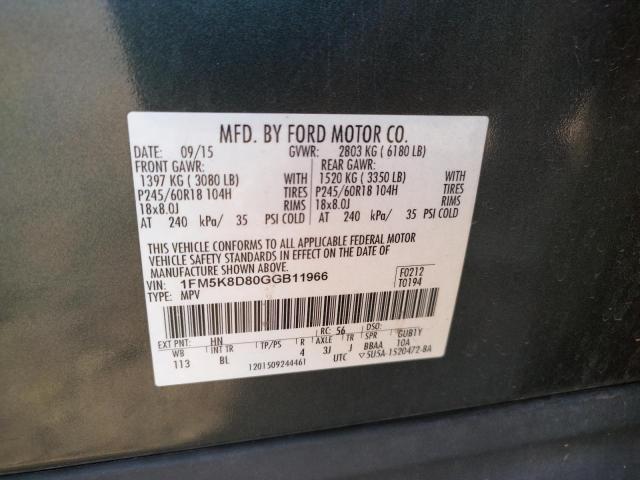 Photo 10 from auction – 2016 FORD EXPLORER X with VIN 1FM5K8D80GGB11966