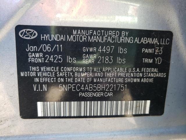 Photo 10 from auction – 2011 HYUNDAI SONATA SE with VIN 5NPEC4AB5BH221751
