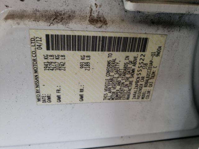 Photo 10 from auction – 2012 NISSAN ALTIMA BAS with VIN 1N4AL2AP8CN555522