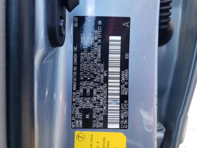 Photo 10 from auction – 2008 LEXUS RX 350 with VIN 2T2HK31U78C065764
