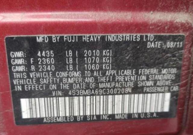 Photo 10 from auction – 2012 SUBARU LEGACY 2.5 with VIN 4S3BMBA69C3002084