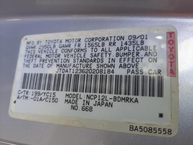 Photo 10 from auction – 2002 TOYOTA ECHO with VIN JTDAT123620208184