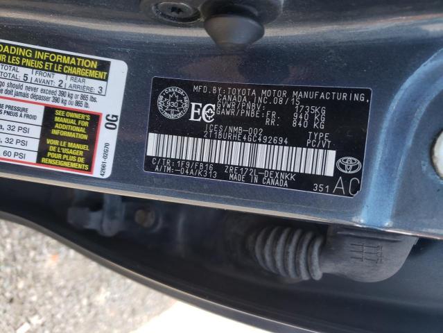 Photo 10 from auction – 2016 TOYOTA COROLLA L with VIN 2T1BURHE4GC492694