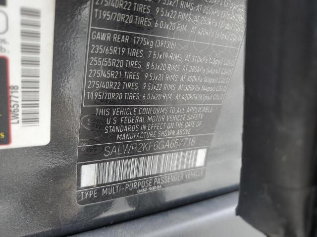 Photo 10 from auction – 2016 LAND ROVER RANGE ROVE with VIN SALWR2KF6GA657718