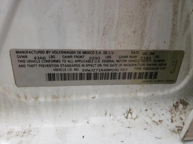 Photo 10 from auction – 2008 VOLKSWAGEN JETTA S with VIN 3VWJZ71K68M181727