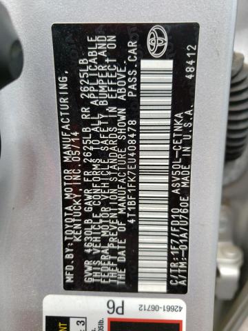Photo 10 from auction – 2014 TOYOTA CAMRY L with VIN 4T1BF1FK7EU408478