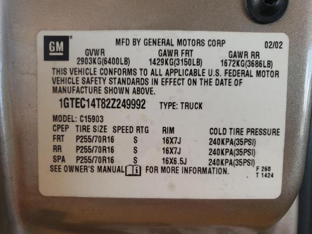Photo 10 from auction – 2002 GMC NEW SIERRA with VIN 1GTEC14T82Z249992