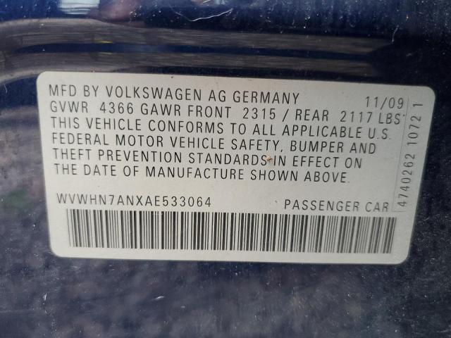 Photo 10 from auction – 2010 VOLKSWAGEN CC LUXURY with VIN WVWHN7ANXAE533064