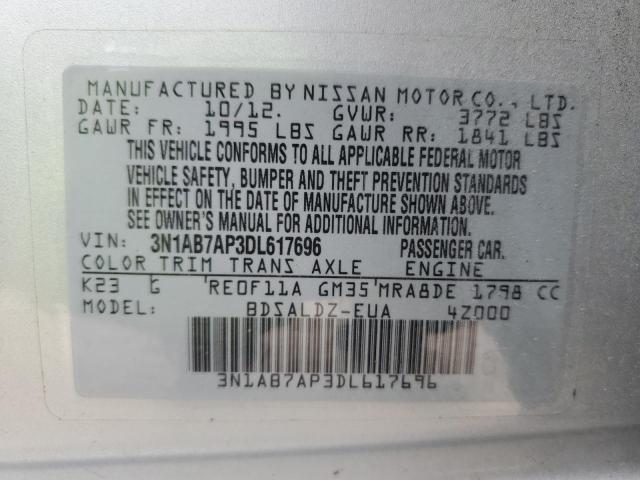 Photo 10 from auction – 2013 NISSAN SENTRA S with VIN 3N1AB7AP3DL617696