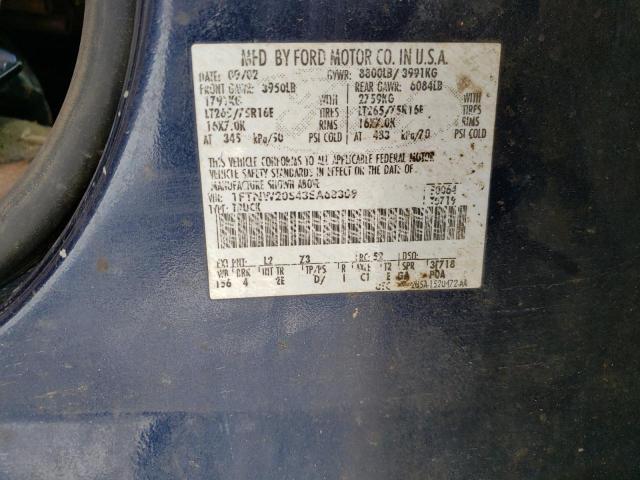 Photo 10 from auction – 2003 FORD F250 SUPER with VIN 1FTNW20S43EA68309