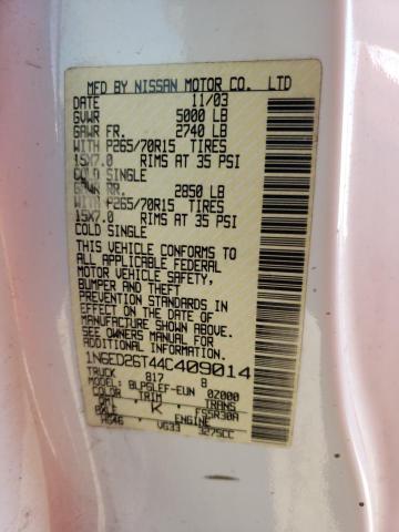 Photo 10 from auction – 2004 NISSAN FRONTIER K with VIN 1N6ED26T44C409014