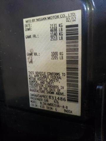 Photo 10 from auction – 2012 NISSAN MAXIMA S with VIN 1N4AA5AP4CC831486