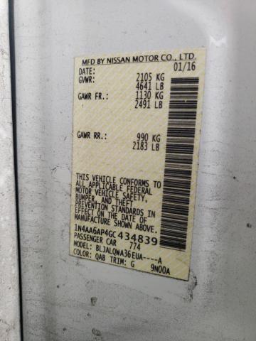 Photo 10 from auction – 2016 NISSAN MAXIMA S/S with VIN 1N4AA6AP4GC434839