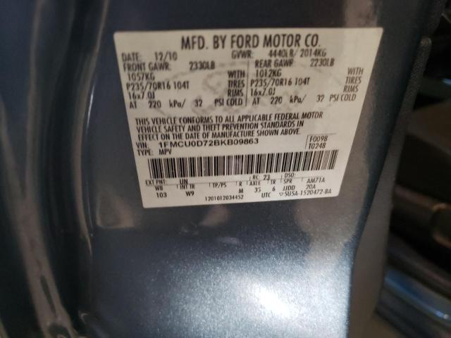 Photo 10 from auction – 2011 FORD ESCAPE XLT with VIN 1FMCU0D72BKB09863