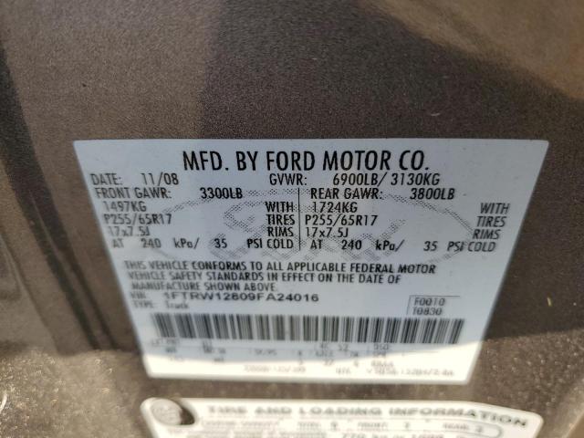 Photo 10 from auction – 2009 FORD F150 SUPER with VIN 1FTRW12809FA24016