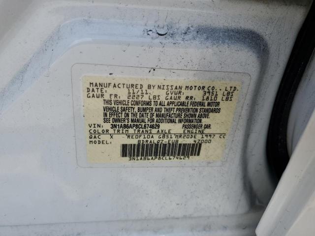 Photo 10 from auction – 2012 NISSAN SENTRA 2.0 with VIN 3N1AB6AP8CL674629